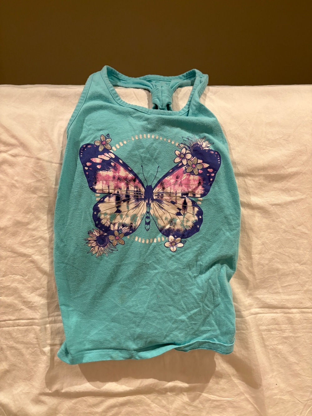 Place Girls Turquoise Tank with Purple & Pink Butterfly
